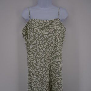 a new day NWT Women's Green Floral Sleeveless Square Neck Midi Dress Sz L